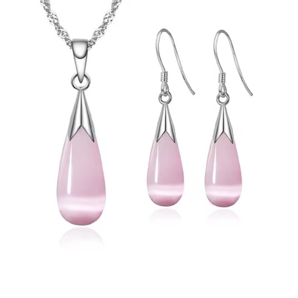 Sterling Silver Pink Opal Jewelry Set - Picture 1 of 1